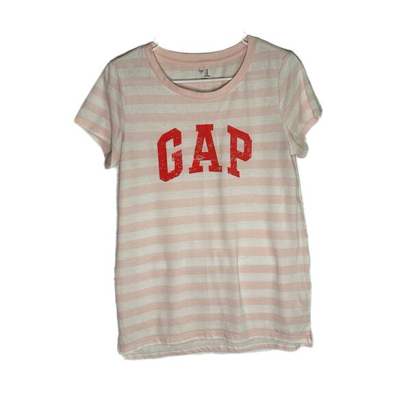 Gap Pink and White Striped Women’s T-shirt, Medium, Pre-owned - Picture 2 of 5